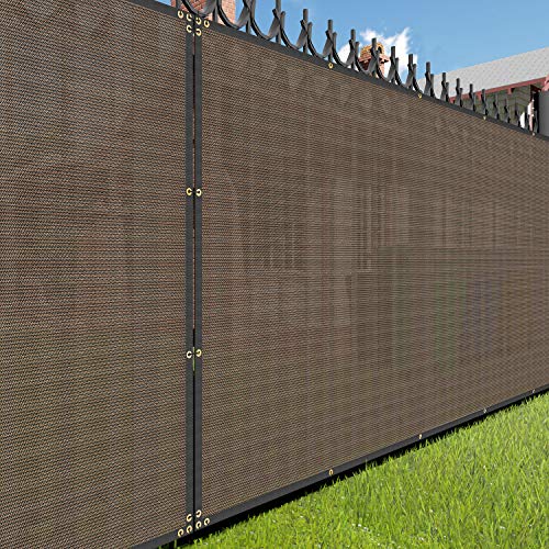 EK Sunrise 6 x 50 Brown Fence Privacy Screen Commercial Outdoor Backyard Shade Windscreen Mesh Fabric 3 Years Warranty (Customized Set of 1