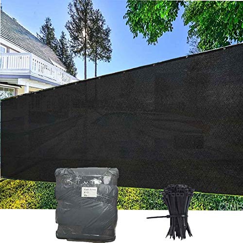 EVERGROW 8 x 50 Black Privacy Fence Screen with Brass Grommets Heavy Duty 150 GSM Perfect for Outdoor Back Yard Patio and Deck Free Zip Ties 8X50 Black