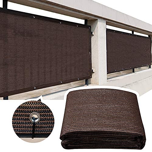 JIATSY Privacy Fence Screen Windscreen Cover 3x6 ft Fabric Shade Screens Covering Tarp Netting Mesh Cloth with Heavy Duty Brass Grommets for Balcony Porch Deck Outdoor Backyard Patio Apartment  Brown