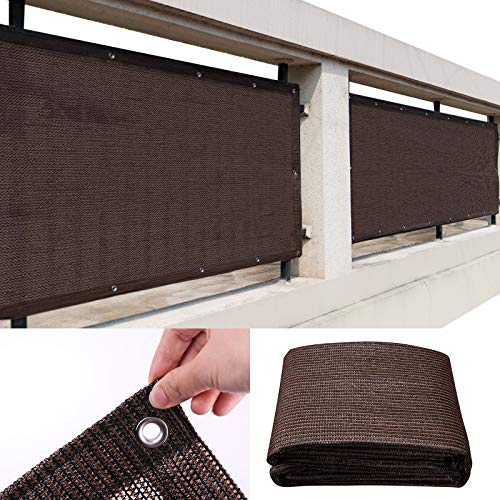 Privacy Fence Screen Windscreen Cover 3x10 ft Fabric Shade Tarp Netting Mesh Cloth with Heavy Duty Brass Grommets for Balcony Porch Deck Outdoor Patio to Cover Sun Shade  Brown