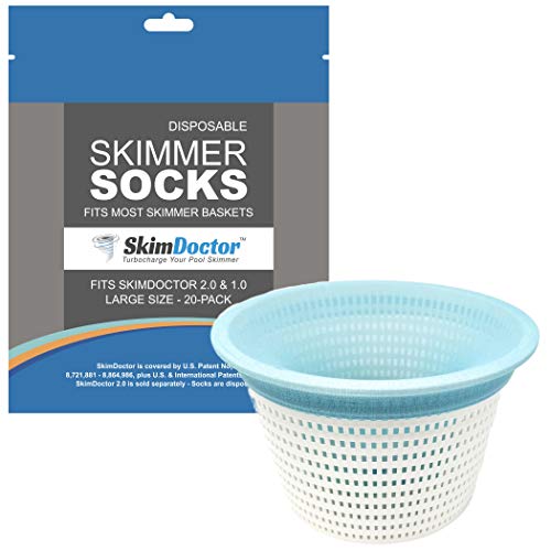 SkimDoctor Pool Skimmer Socks Ultra Fine Mesh to Trap Even The Smallest Debris Protect Your Pool Pump Filter Socks They Stretch Easily and Fit Most Pool Skimmer Baskets 20Pack