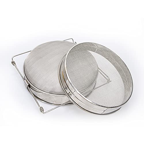 Stainless Steel Honey Strainer Double Sieve Debris Extractor Mesh Filter Beekeeping Equipment Tools FineCoarse Mesh Filters Out Bee Pollen Impurities