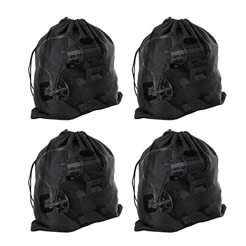 ANPHSIN Pack of 4 Pump Barrier Bag 177 × 177 Inch Polyester Media Bag Black Pond Pump Fliter Netting Premium Large Drawstring Pump Mesh Bags for Outdoor Submersible Pond Pump Biological Filter