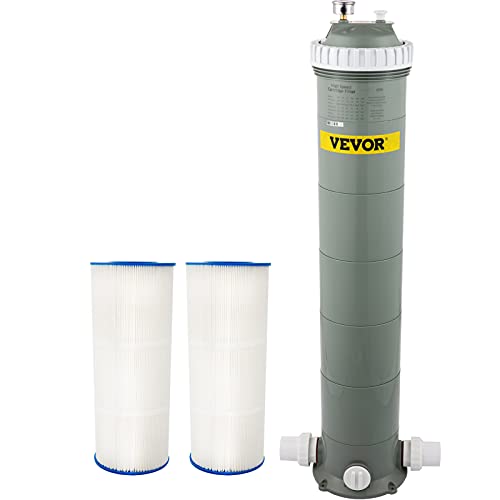 VEVOR Pool Cartridge Filter 194Sq Ft Filter Area Inground Pool FilterAbove Ground Swimming Pool Cartridge Filter System wPolyester CartridgeCorrosionproofAuto Pressure Relieve2 Unions Included