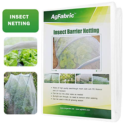 Agfabric Standard Insect Screen  Garden Netting Against Bugs Birds  Squirrels  Mesh Netting White (10x10)