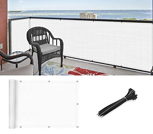 HUOMI 3x164Balcony Privacy Screen Patio Deck CoverApartment Railing Screen Mesh Windscreen UVProofWhite for PatioOutdoorBackyard