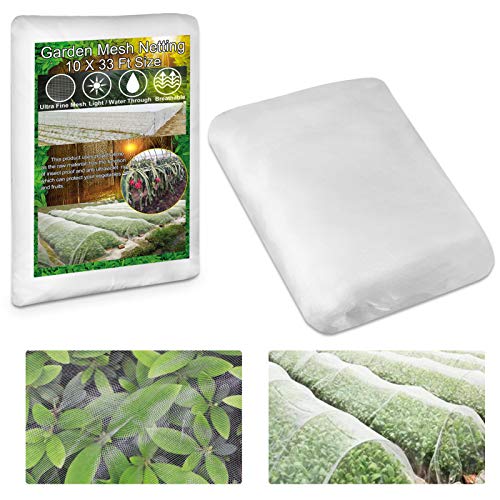 KYYPFW 10x33 Ft Garden Netting Plant Covers  0032 x 004 Ultra Fine Mesh Protect Vegetables Fruits Flowers Plants Crops Greenhouse Row Cover Protection Screen Barrier Net for Birds Animals White