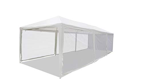 Quictent 10 x 30ft Party Tent Canopy with Mesh Side Wall Camping Canopy Gazebo Screen House Sun Shade Shelter for Outdoor Patio White