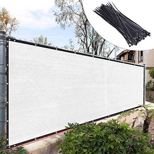 Royal Shade 3 x 10 White Fence Privacy Screen Windscreen Cover Netting Mesh Fabric Cloth  Cable Zip Ties Included  WE Custom Make Size