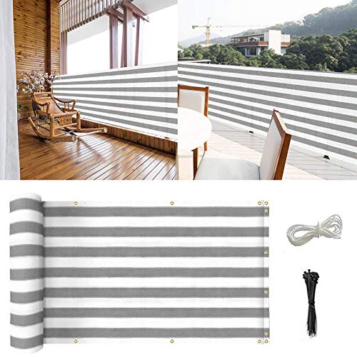 caiyuangg Balcony Privacy Screen Cover Balcony to Cover Balcony Shield Cover Mesh Fence Windscreen for Porchs Deck Patio(3x164) (Grey White)