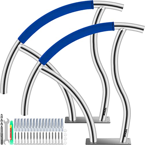 VEVOR Pool Handrail 2Pack 30x30 Swimming Pool Stair Rail 304 Stainless Steel Stair Pool Hand Rail Rated 375lbs Load Capacity Pool Rail with Quick Mount Base Plate and Complete Mounting Accessory