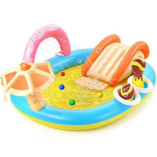 Hesung Inflatable Play Center 98 x 67 x 32 Kids Pool with Slide for Garden Backyard Water Park
