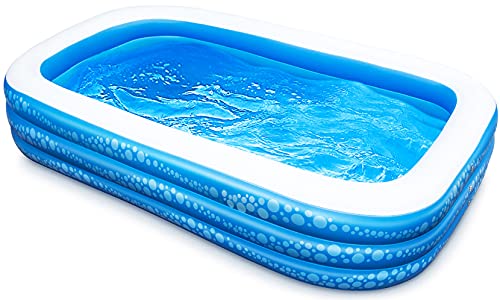 Inflatable Swimming Pool Hesung 118 X 69 X 21 FullSized Family Kiddie Blow up Pool for Kids Adults Baby Children Thick WearResistant Big Above Ground Garden Backyard Water Party for Age 3