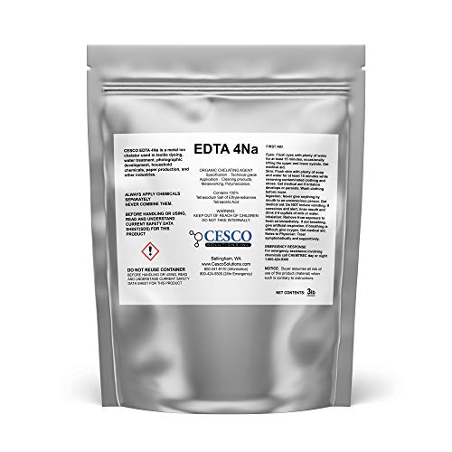 Cesco Solutions Tetrasodium EDTA Water Softener  Tetra Sodium EDTA Powder  EDTA Chelating Agent  Sequesters Metal Ions  Reduces Limescale  Resealable Easy Pour Package 3lbs