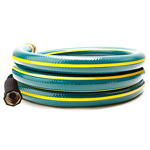 Solution4Patio 58 in x 2 ft Short Garden Hose No Leaking Green LeadHose MaleFemale Solid Brass Fitting for Reel Cart Water Softener Dehumidifier Camp RV Filter Janitor Sink Hose H55B33