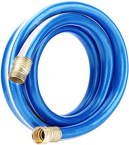 Solution4Patio Expert in Garden Creation GH154A12US 58 in x 10 ft Blue Short Garden Hose MaleFemale Solid Brass Fittings for Hose Reel Water Softener Dehumidifier RV 8 Years Warranty