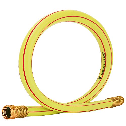 Solution4Patio Homes Garden Short Hose 34 in x 3 ft Yellow LeadHose Solid Brass Fittings for Water Softener Dehumidifier