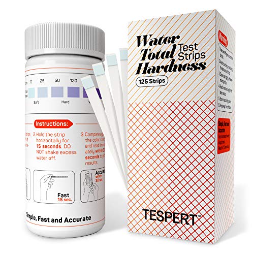 TESPERT Water Hardness Test Strips 125 Strips Simple and Accurate Test Kit for Water Softener Water Filtration Systems Pools Spa Laundry Dishwashers Industrial Processes and More