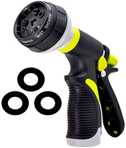 Garden Hose Nozzle  Hose Spray Nozzle  Water Nozzle Water Hose Nozzle Sprayer  8 Adjustable Watering Patterns Slip and Shock Resistant for Watering Plants Cleaning Car Wash and Showering Pets
