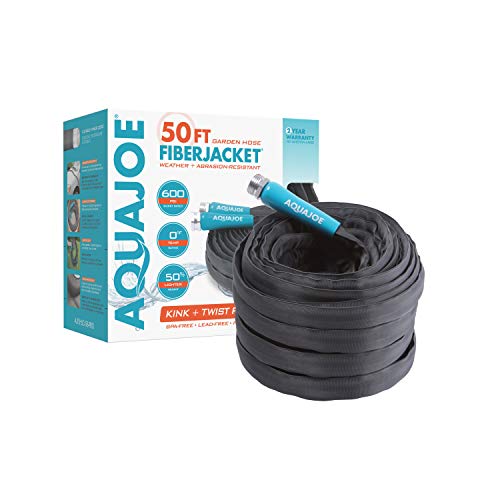 Aqua Joe AJFJH5058PRO FiberJacket NonExpanding KinkFree Garden RV Marine and Camper Hose UltraLightweight Drinking Water Safe ft 50Feet x 58Inch