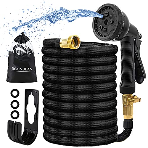 Expandable Garden Hose 25 ft Lightweight Portable Outdoor Black Water Hose Retractable Flexible Garden Water Hose 25 ft with Nozzle and Holder Collapsible No Kink Small Hose for Garden Yard