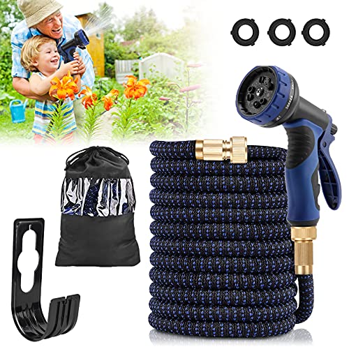 Water Hose Expandable Garden Hose 100FT Flexible Hose with 10 Modes Sprayer High Pressure Leakproof Retractable Hose for Garden Watering  Washing Water Hose Pipe with Solid Brass Connectors