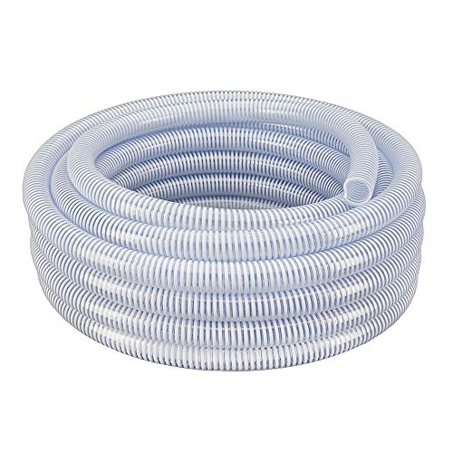 1 ID x 25 ft HydroMaxx Clear Flexible PVC Suction and Discharge Hose with White Reinforced Helix