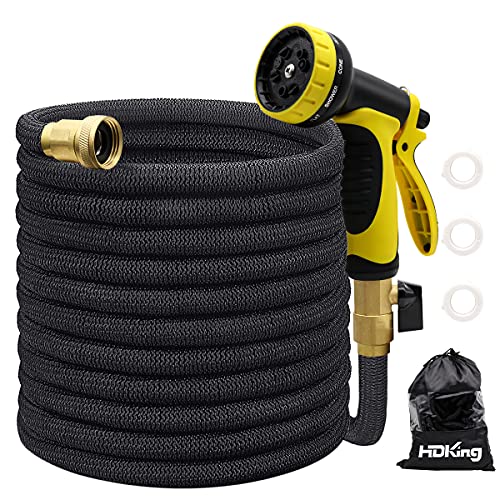 25FT Garden Hose Expandable Water Collapsible Hose with 10 Function Spray Nozzle Triple Latex Core 34 Solid Brass Connectors Leakproof No Kink Expanding Lightweight Watering Hoses Pipe
