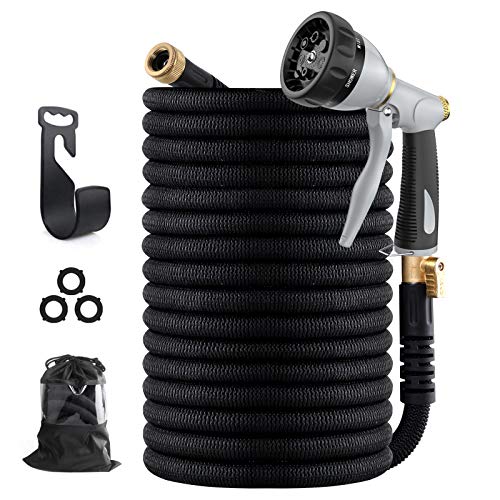 ESOW Garden Collapsible Hose(50ft)Heavy Duty Metal Garden Hose NozzleLeakproof Lightweight Expandable Garden Water Hose with 34 Solid Brass FittingsHigh Pressure Pistol Grip Sprayer for Watering