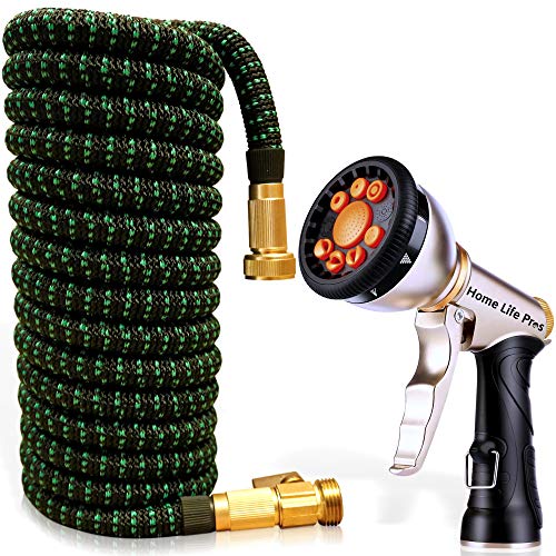 Expandable Garden Hose 50FT Heavy Duty NoKink Compact Lightweight Waterhose Outdoor Lawn Shrinking Water Hose Expanding 50 FT Car Wash Collapsible Hose 34 Retractable Water Pipe Flexible Hoses