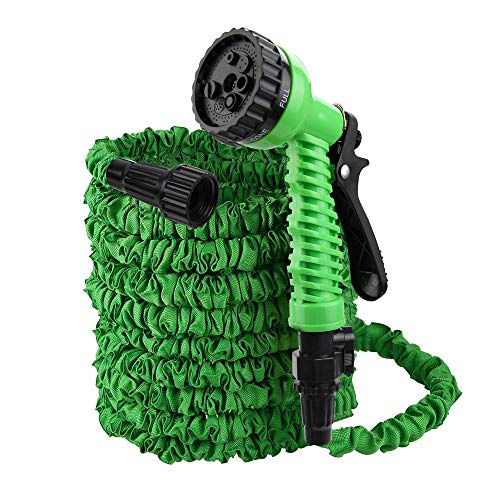 Flantor Garden HoseWater Hose25FT Upgrade Expandable Garden Water Hose Double Latex Core  Extra Strength Fabric Protection  7 Functions Spray NozzleCollapsible Hose for Flowers (25Feet Green)