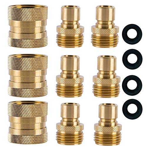 HQMPC Garden Hose Quick Connect Brass Hose Quick Connectors Water Hose Connector 34 GTH (3 Female Coupler 6 Male Nipples)