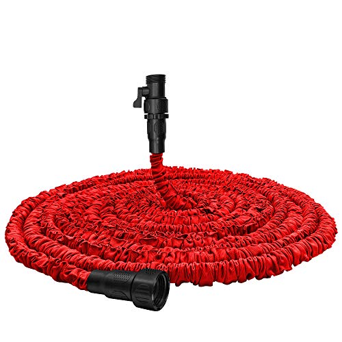 Garden Hose Water Hose Flexible Pocket Expandable Garden Hose with 34 Fittings Triplelayer Core Flexi Expanding Hose for Outdoor Lawn Car Watering Plants (Red 25FT)