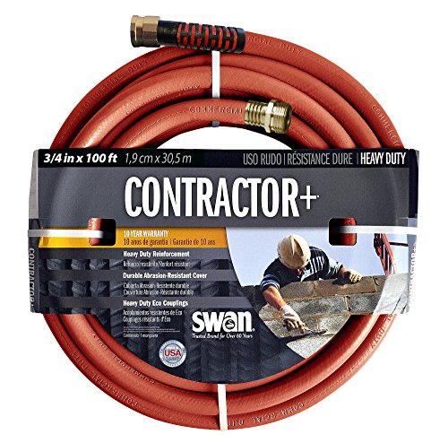 Swan Products SNCG34100 CONTRACTOR Commercial Duty Clay Water Hose with Crush Proof Couplings 100 x 34 Red