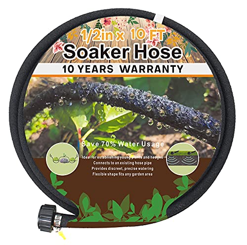 12 Soaker Hose 10 Ft 15Ft Soaker Hoses for Garden 100 Ft Garden Soaker Hose 25 Ft 50 Ft Drip Hoses for Garden Drip Garden Hose Irrigation System (10 feet)