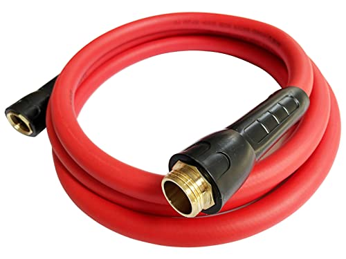 SANFU Hybrid Lead In Garden Water Hose 58 IN(155 x 208mm) X 10 FT 200PSI Heavy Duty Lightweight Flexible with Swivel Grip Handle Female and 34 GHT Solid Brass Fittings RED(10)