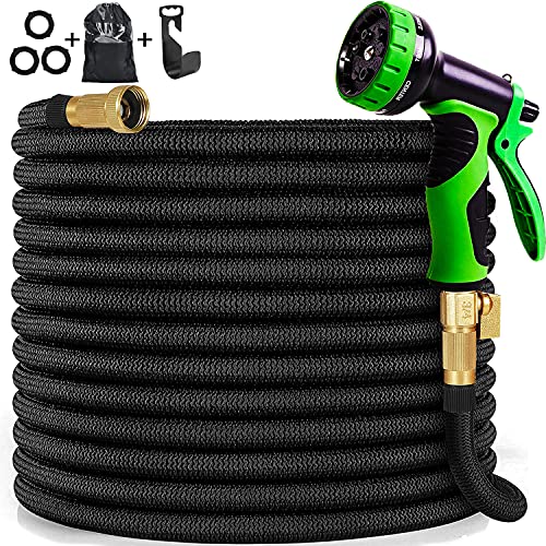 150 ft Garden Hose  Expandable Water Hose wiht Durable 4Layer Latex Core and Fabric 34 Solid Brass FittingsHeavy Duty Flexible Expanding Hose with 9 Function Nozzle，Funny Gifts for Gardeners