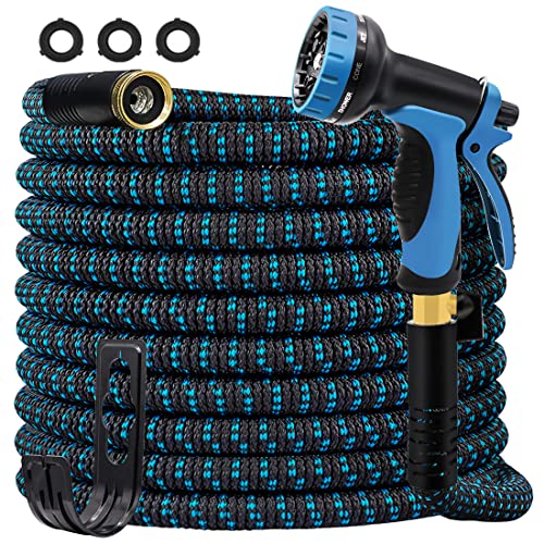 50ft Garden Hose All New 2022 Expandable Water Hose with 34 Solid Brass Fittings Extra Strength Fabric  Lightweight Flexible Expanding Hose with Spray Nozzle