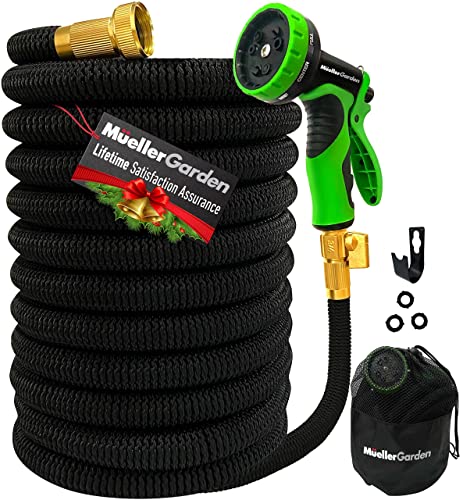 Mueller ArmorFlow Heavy Duty Expandable Garden Hose 50 Ft Lightweight Drinking Water Safe 34 Solid Brass Fittings Automatically Expands and SelfDrains Kink and Tangle Resistant