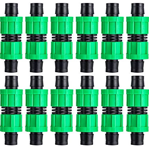 Hotop 12 Pieces Drip Irrigation Coupling 12 Inch Universal Connector Drip Tubing Fittings Compatible with Most 1617 mm Drip Tape AG Tubing Drip or Sprinkler Systems (Green)