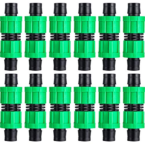 Hotop 12 Pieces Drip Irrigation Coupling 12 Inch Universal Connector Drip Tubing Fittings Compatible with Most 1617 mm Drip Tape AG Tubing Drip or Sprinkler Systems (Green)