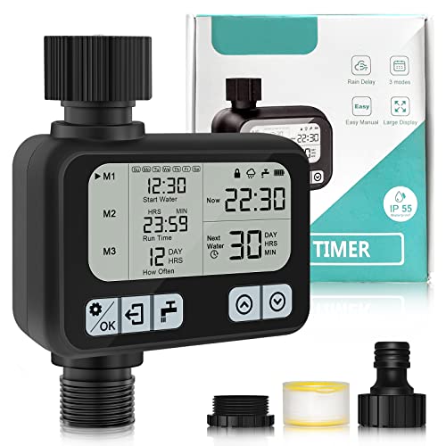 INNOKEY Water TimerSprinkler Timer with Rain DelayManual3 Auto Watering Programs for Outdoor Garden Supplies Lawn Sprinkler Greenhouse 1 Outle