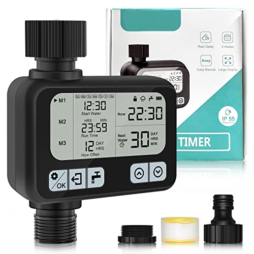INNOKEY Water TimerSprinkler Timer with Rain DelayManual3 Auto Watering Programs for Outdoor Garden Supplies Lawn Sprinkler Greenhouse 1 Outle