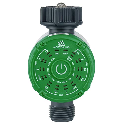 moistenland Watering Hose Timer SingleOutlet Garden Hose Faucet Timer Automatic Irrigation System Controller Watering Digital Timer OneTouch Operation (Green)