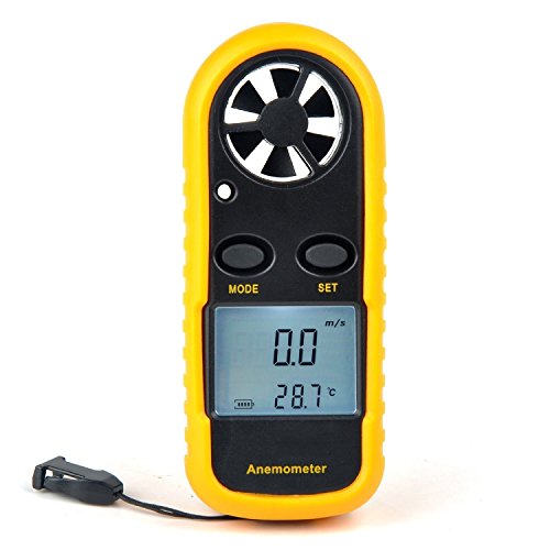 Anemometer Amgaze Digital LCD Wind Speed Meter Gauge Air Flow Velocity Measurement Thermometer for Windsurfing Kite Flying Sailing Surfing Fishing Etc