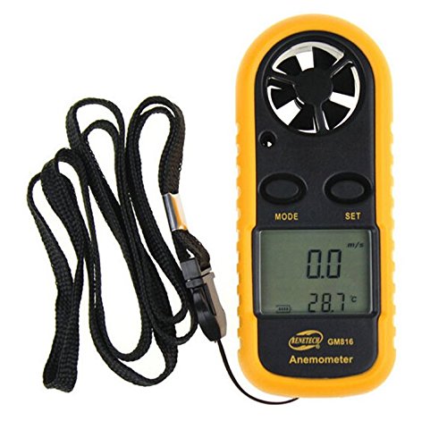 Camonity Digital Hand-held Wind Speed Gauge Meter 30ms 65MPH Scale Anemometer Thermometer Anti-wrestling Measure