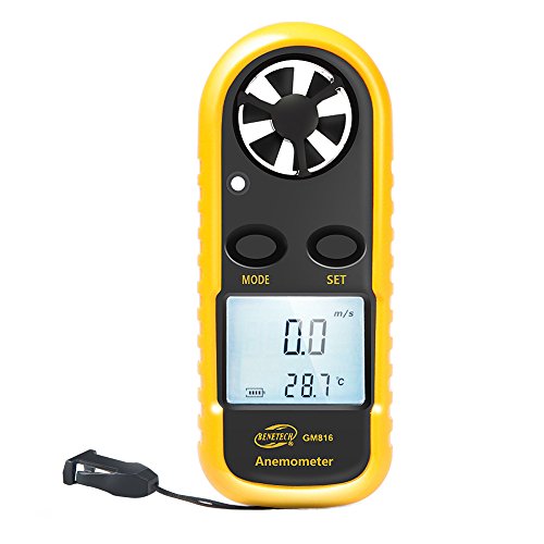 Digital Anemometer Husdow Portable Wind Speed Gauges Air Flow Velocity Thermometer Measuring Device With Lcd