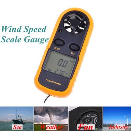 Digital LCD Display Wind Speed Scale Gauge Anemometer Thermometer