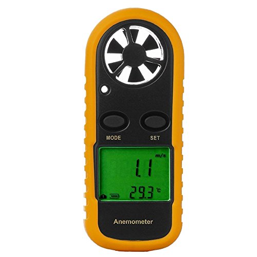 Neoteck Anemometer Digital LCD Wind Speed Meter Gauge Air Flow Velocity Measurement Thermometer with Backlight for Windsurfing Kite Flying Sailing Surfing Fishing