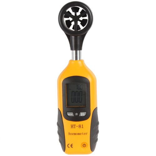 OriGlam Digital Mini LCD Anemometer Wind Speed Gauge Air Flow Speed Meter Temperature Thermometer HT-81 Thermometer 32â„‰ ~ 122â„‰ with Vane Sensor